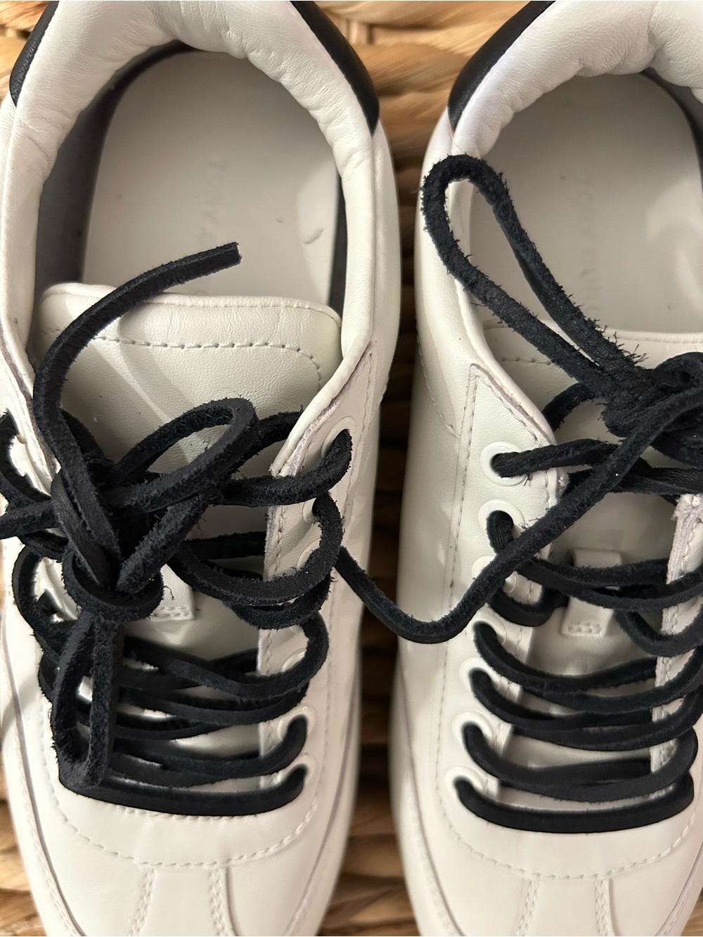 Tory Burch White Leather Sneakers with Black Accents - Picture 4 of 9